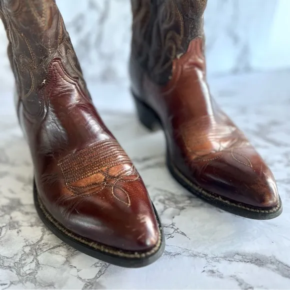Wrangler Men’s Brown Distressed Leather Cowboy Boot 5115 Size 10D