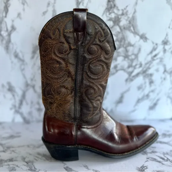 Wrangler Men’s Brown Distressed Leather Cowboy Boot 5115 Size 10D