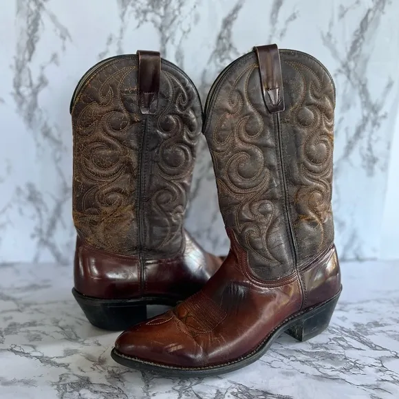 Wrangler Men’s Brown Distressed Leather Cowboy Boot 5115 Size 10D