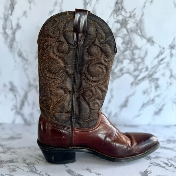 Wrangler Men’s Brown Distressed Leather Cowboy Boot 5115 Size 10D