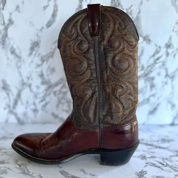 Wrangler Men’s Brown Distressed Leather Cowboy Boot 5115 Size 10D