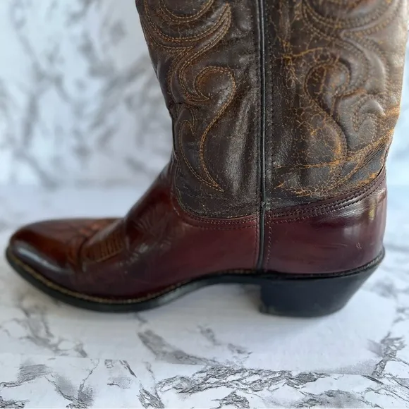 Wrangler Men’s Brown Distressed Leather Cowboy Boot 5115 Size 10D