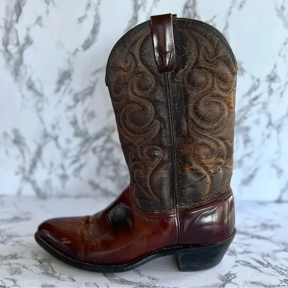 Wrangler Men’s Brown Distressed Leather Cowboy Boot 5115 Size 10D