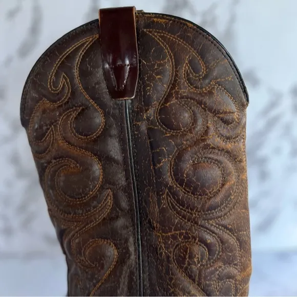 Wrangler Men’s Brown Distressed Leather Cowboy Boot 5115 Size 10D