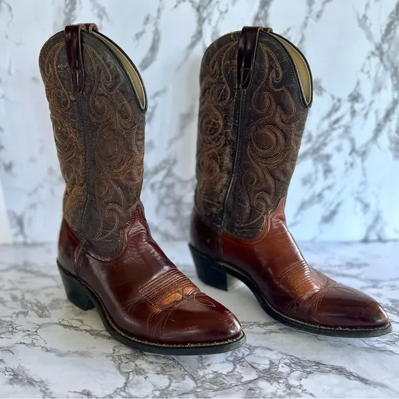 Wrangler Men’s Brown Distressed Leather Cowboy Boot 5115 Size 10D
