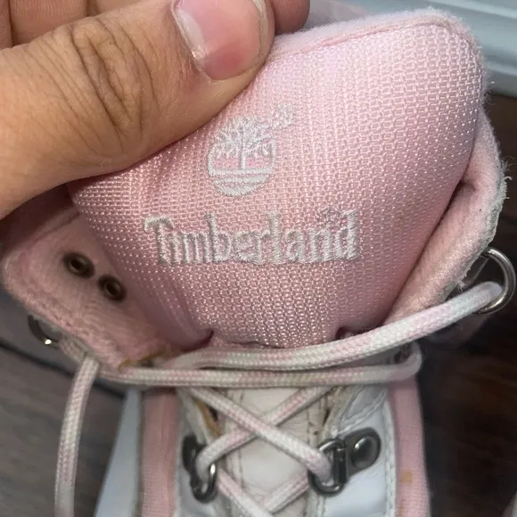 Y2k💖boots💗pink and white timberland sneakers lace up boots chunky boots