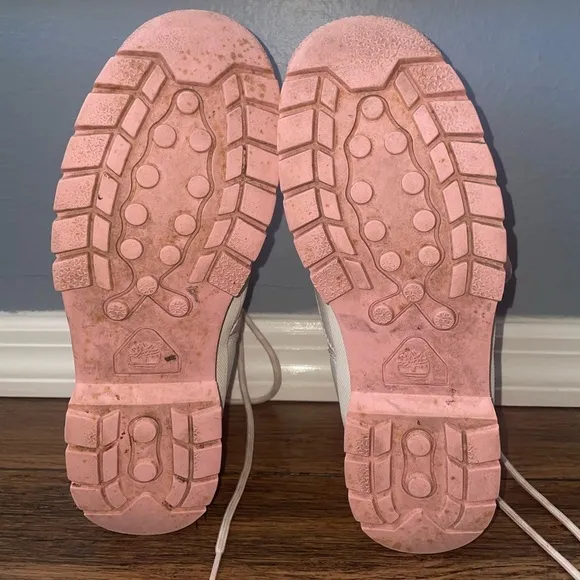 Y2k💖boots💗pink and white timberland sneakers lace up boots chunky boots