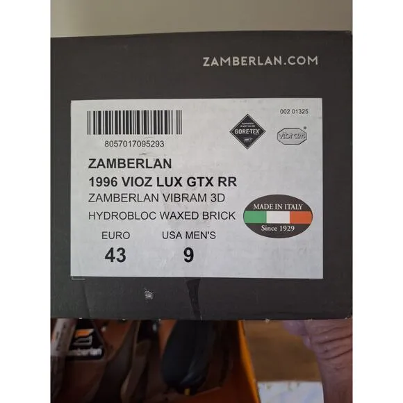 Zamberlan SZ 9 men’s 996 VIOZ GTX WL Backpacking Hiking Hunting Boots Italy