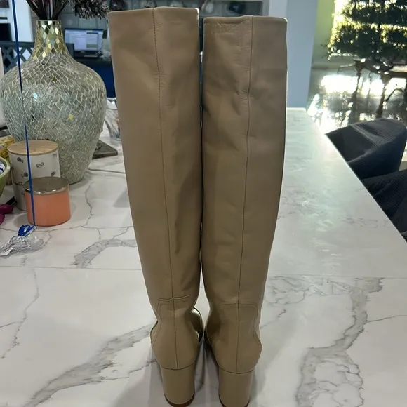 Zara New without Box Cream Heel Boots. Size 38