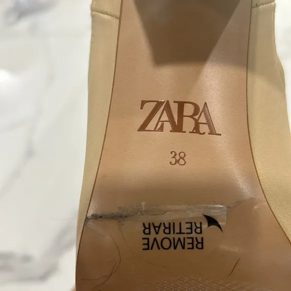 Zara New without Box Cream Heel Boots. Size 38